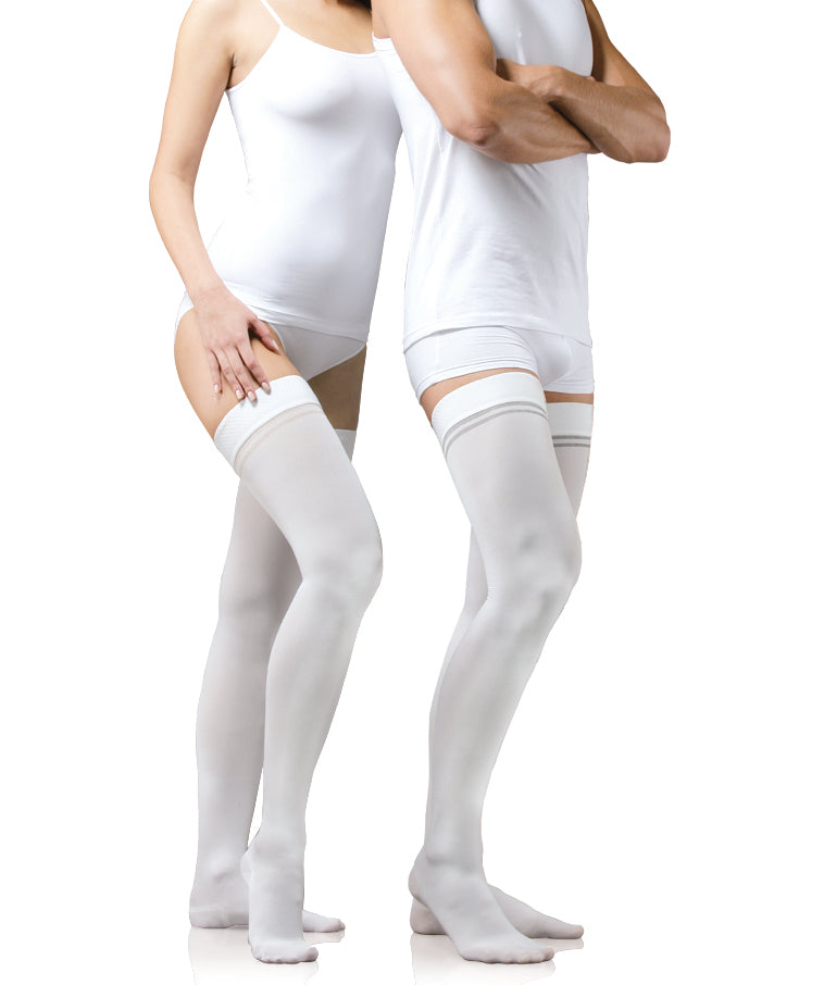 Medical compressive thigh stockings, antithrombotic, compression grade I